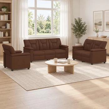 Sofa Sofos komplektas 3 vnt. Ruda Dirbtinė oda