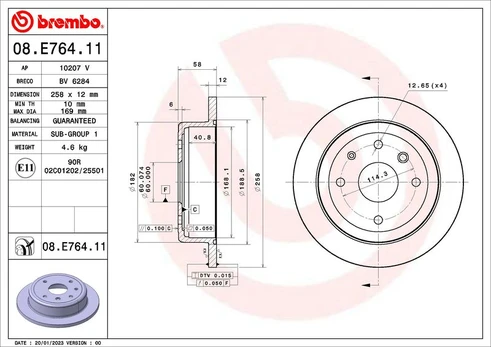 Stabdžių diskas BREMBO 08.E764.11