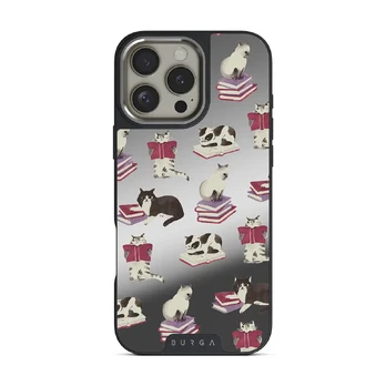 Curious Cat - iPhone 16 Pro Max Case, Elite Mirror Dark (MagSafe) / Silver