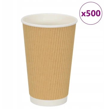 Popieriniai puodeliai, 500 vnt., 16oz, 400ml, rudi