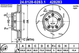 ATE 24.0128-0283.1 Brake Disc kaina