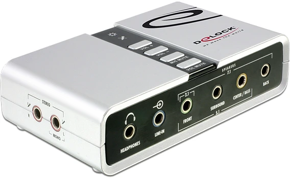 Garso plokštė Delock USB Sound Box, sidabro