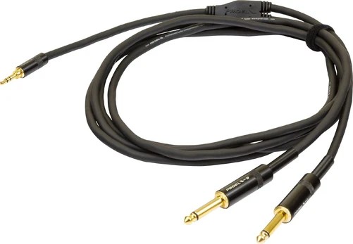 PROEL 3,5 mm stereo vyriškas - 2 x 6,3 mm mono, 1,5 m, juodas