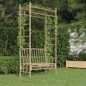 Sodo suoliukas su pergole, 116cm, bambukas kaina