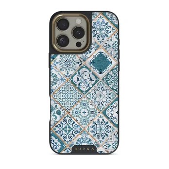 Tropical Oasis - Ornament iPhone 16 Pro Max Case, Elite Dark (MagSafe) / Gold
