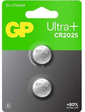 GP Battery GP Ultra Plus Lithium Cell Baterija CR2025, 3V, 2-pack