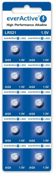 Bateria AG0 / G0 / LR63 / LR521 everActive 1,5V (blister 10 vnt.)