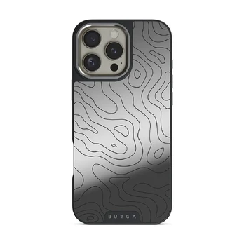 Wild Terrain - Minimalist iPhone 16 Pro Max Case, Elite Mirror Dark (MagSafe) / Silver