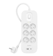 Belkin SurgePlus 6xFR viršįtampių apsauga 1xUSB-A 1xUSB-C 650J 2M kaina