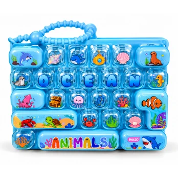Mėlynas sensorinis žaislas – klaviatūra Fidget Keyboard „Ocean“