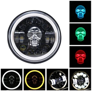 Priekinis Led žibintas 7" "kaukolė" Harley Davidson, Jeep
