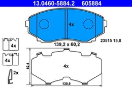 ATE 13.0460-5884.2 Brake pad set