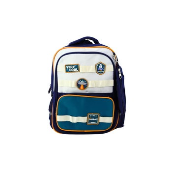 Lean School Backpack Space Patches With Pieštukas Case Navy Mėlyna 16L