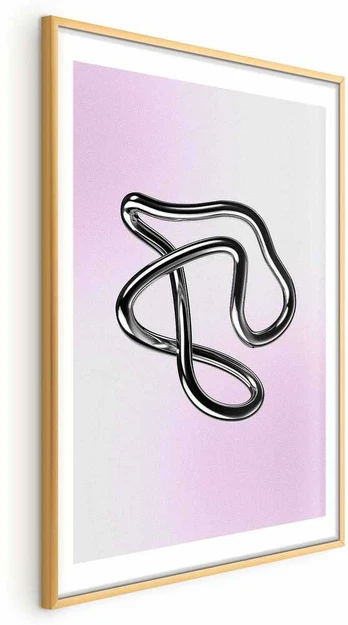 Artgeist Plakatas - Sidabrinis Intricacies - fluid metallic figure on a gradient background