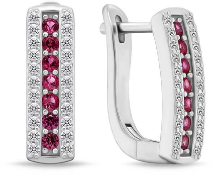 Brilio Silver Charming sidabrinis earrings with red zircons EA294DPW
