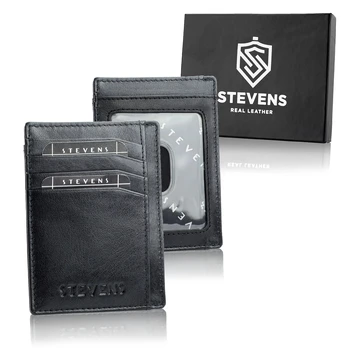 Plonas odinis kortelių dėklas STEVENS, juodas D40039