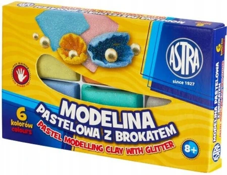 Pastelinių blizgučių modelinas 6 spalvų