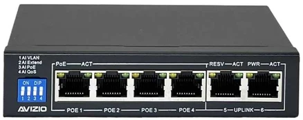 AVIZIO Switch 4x RJ45 PoE 1Gb/s + 2x RJ45 Uplink 1Gb/s