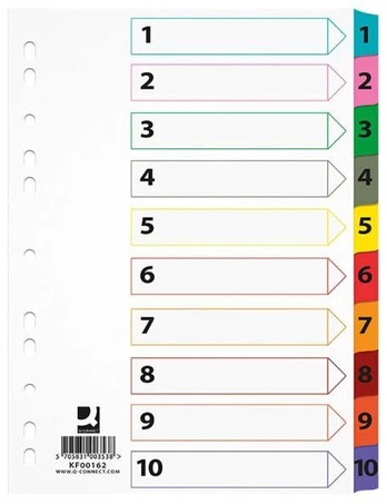 Skirtukai Q-Connect A4 1-10 10 vnt.