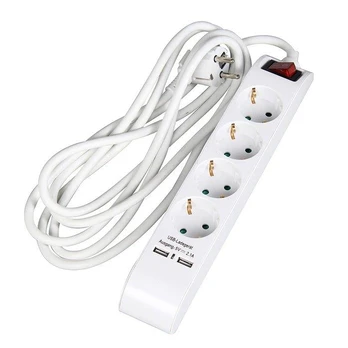 Ilgintuvas su 4 lizdais ir 2 USB jungtimis, 3 m