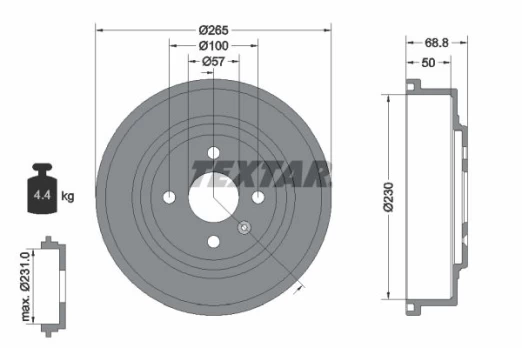 Stabdžių būgnas TEXTAR 94031500
