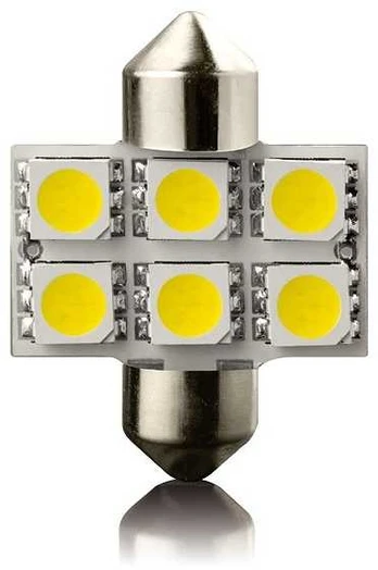 LED Lemputė 2vnt automobilinė 12V 31mm,SV8,5 6led