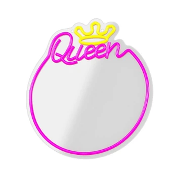 Neon MIRROR LED QUEEN warm baltas pink FMNE04 Forever Light