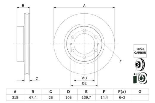 BOSCH 0 986 479 G19 Brake Disc