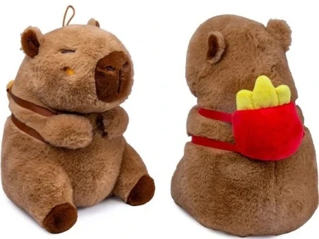 Pc Merch Kawaii - Capybara With Fries Backpack Pliušinis Žaislas | 25 cm