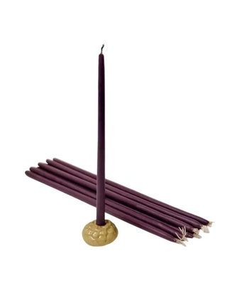 Natūralios violetinės žvakės iš bičių vaško, 25 cm, 10 vnt.