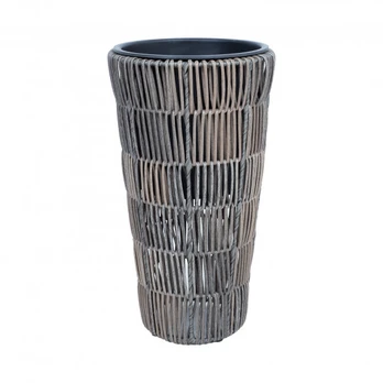 Vazonas WICKER D28xH50cm, pilka