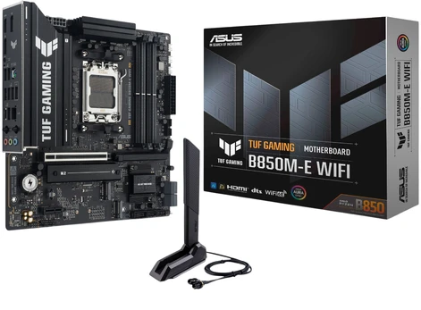 Mainboard|ASUS|AMD B850|SAM5|ATX|Memory DDR5|Memory slots 4|1xPCI-Express 4.0 1x|1xPCI-Express 4.0 16x|1xPCI-Express 5.0 16x|3xM.2|1xHDMI|1xDisplayPort|3xUSB 2.0|3xUSB 3.2|2xUSB-C|1xRJ45|3xAudio port|TUFGAMINGB850M-EWIFI | TUF GAMING B850M-E WIFI