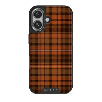 Autumn Plaid - iPhone 16 Case, Elite Dark (MagSafe) / Silver