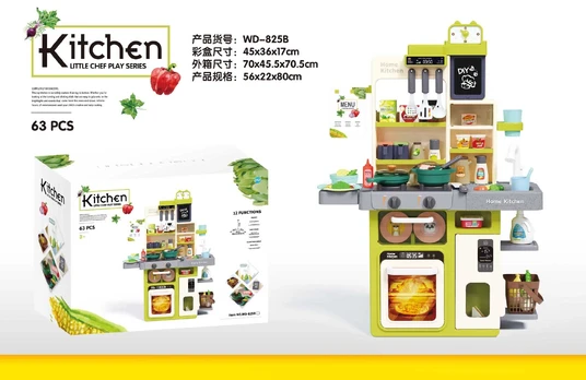 Kitchen Kitchenette with Light and Sound Function 63 pcs. Green