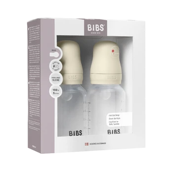 BIBS - Baby Bottle Round Silicone 2 Pack - Ivory - 150 ml