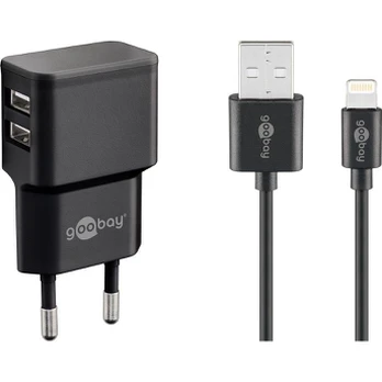 Goobay Apple Lightning dvigubo įkrovimo rinkinys 2,4 A [juodas]