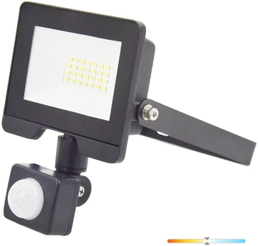 20W LED prožektorius su judesio davikliu MHC, juodas, 4000K, IP54