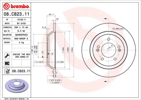 BREMBO 08.C823.11 Brake Disc