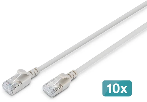 DIGITUS Patchkabel CAT 6A F/FTP Slim 0,30m grau 10Stück