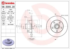Stabdžių diskas BREMBO 08.5005.20 kaina