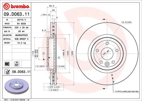 Stabdžių diskas BREMBO 09.D063.11