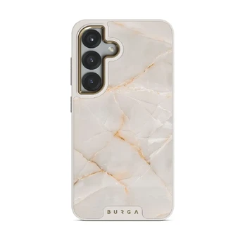 Vanilla Sand - Marble Samsung Galaxy S25 Case, Elite Light (Magnetic) / Gold