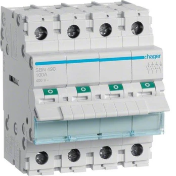 Hager modulinis jungiklis 100A 4P SBN490
