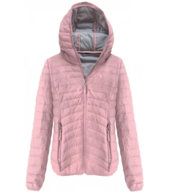 QUILTED HOODED JACKET VINTAGE PINK (B1078-30) striukė