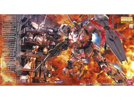Gunpla modelis MG RX-0 Unicorn Gundam Screen Image su MS Cage 1/100 67230