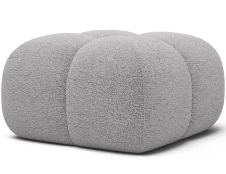 Upholstered Pouf Covio, Gray Chenille, Modern, Gray