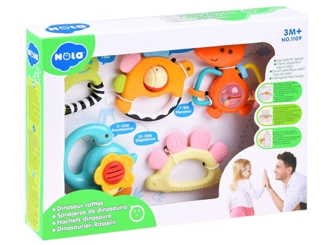 Hola Set of 5 Rattles Teether Dinosaurs ZA3093