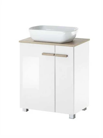 Praustuvo spintelė + praustuvė Solid, 82 cm, baltas blizgus