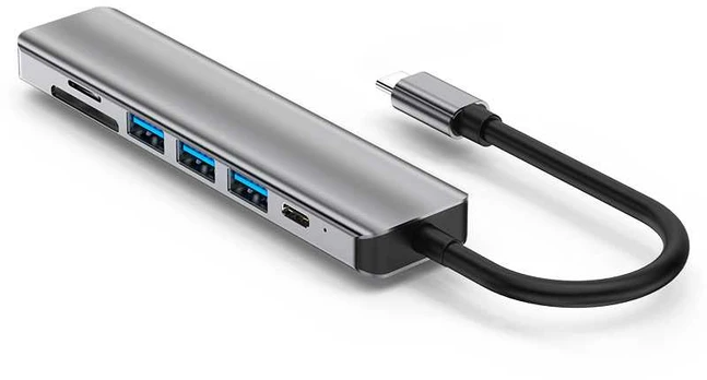 Šakotuvas Hub 7in1 USB-C/HDMI/ USB 2.0/USB 3.0/ MICRO SD/PD
