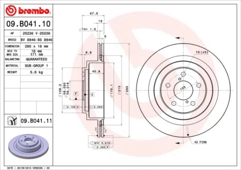 Stabdžių diskas BREMBO 09.B041.11